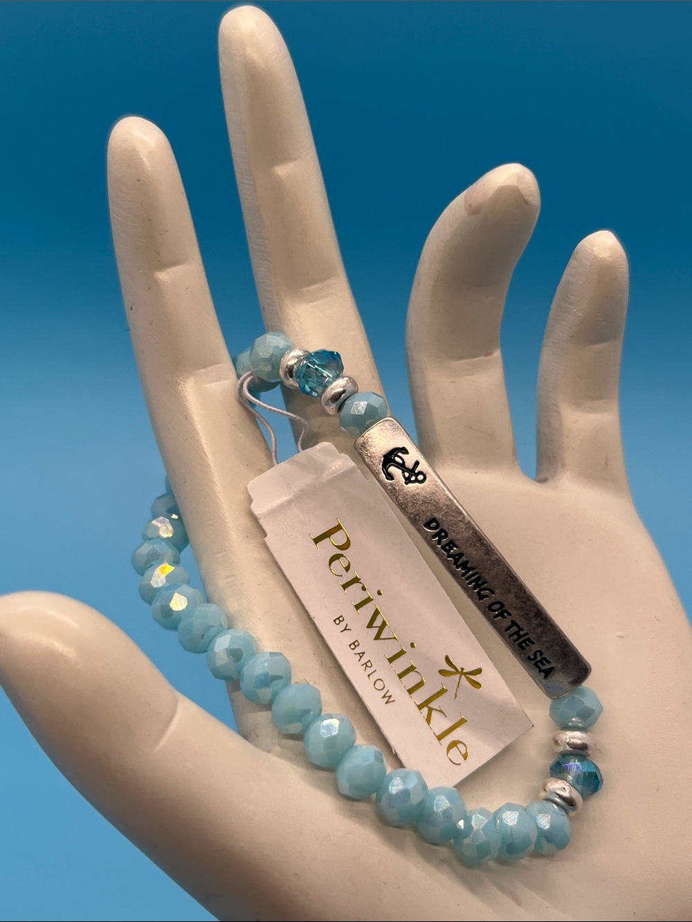 Periwinkle by Barlow Aqua Faceted Bead Bracelet with Silver Charm